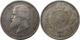 Weltmünzen und Medaillen, Brasilien / Brazil. Pedro II. (1831-1889). 2000 Reis 1887, Silber. KM 485. Sehr schön+