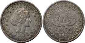 Weltmünzen und Medaillen, Brasilien / Brazil. 2000 Reis 1913, Silber. KM 514. Sehr schön-vorzüglich