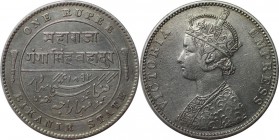Weltmünzen und Medaillen, Indien / India. Bikanir. Victoria (1837-1901). 1 Rupie 1892. Silber. KM 72. Vorzüglich