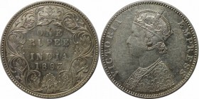 Weltmünzen und Medaillen, Indien / India. Britisch Indien. Viktoria (1837-1901). 1 Rupie 1893, Silber. KM 492. Stempelglanz