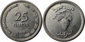 Weltmünzen und Medaillen, Israel. 25 Prutah 1949, Kupfer-Nickel. KM #12. Weintrauben mit Perle. Stempelglanz