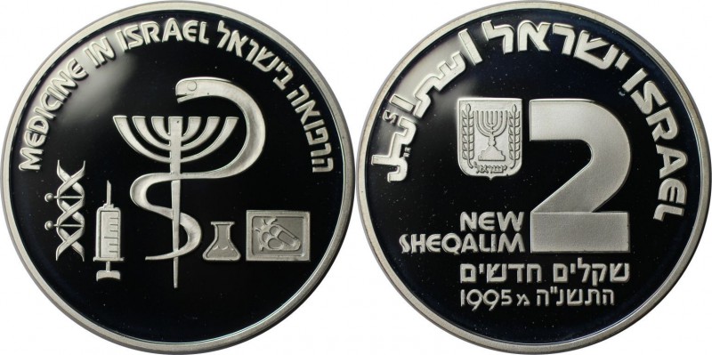 Weltmünzen und Medaillen, Israel. Medizin in Israel. 2 New Sheqalim 1995, Silber...
