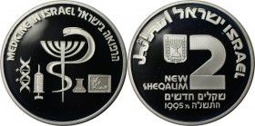 Weltmünzen und Medaillen, Israel. Medizin in Israel. 2 New Sheqalim 1995, Silber. 0.93 OZ. KM 264. Polierte Platte