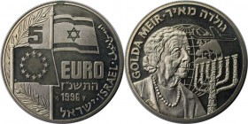 Weltmünzen und Medaillen, Israel. "Golda Meir". 5 Euro 1996, Kupfer-Nickel. Stempelglanz