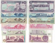 Banknoten, Irak / Iraq, Lots und Sammlungen. 5, 25, 50, 100, 250, 10000 Dinars 1992-2002. Pick: 80, 83, 84, 85, 86, 89. Lot von 6 Banknoten. Siehe sca...
