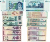Banknoten, Iran, Lots und Sammlungen. 3 x 100 Rials 1985 (P.140), 2 x 200 Rials 1982 (P.136), 1000 Rials 1992 (P.144), 20000 Rials 2005 (P.148), Lot v...