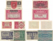 Banknoten, Österreich / Austria, Lots und Sammlungen. Oesterreichisch-Ungarische Bank. 2 x 1 Krone1918-22 (P.20,73), 2 x 2 Kronen 1917-22 (P.50,74), 1...