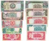 Banknoten, Sudan, Lots und Sammlungen. 50 Piastres 1987 (P.38), 1, 5, 10, 100 Pounds 1987-91. Pick: 39, 44, 45, 46. Lot von 5 Banknoten. Siehe scan! I
