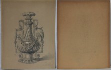 Kunst und Antiquitäten / Art and antiques. Grafiken. Frankreich "Vase" Signatur unten rechts. Datum 1878? 30 x 23 cm. Ungerahmt