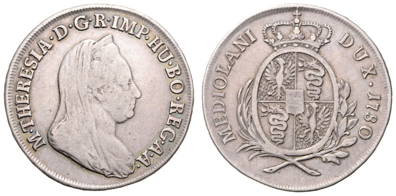 MARIA THERESA (1740 - 1780)&nbsp;
1/2 Scudo, 1780, 11,33g, Früh 1866&nbsp;

V...
