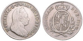 MARIA THERESA (1740 - 1780)&nbsp;
1/2 Scudo, 1780, 11,33g, Früh 1866&nbsp;

VF | VF