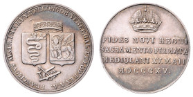 FRANCIS II / I (1792 - 1806 - 1835)&nbsp;
Silver Jeton Francis II / I Homage in Milan 15. 5. 1815, 1815, 3,98g, 22 mm, Ag 900/1000, G. Vassallo, Nov ...