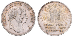 FERDINAND V / I (1835 - 1848)&nbsp;
Silver Jeton Coronation of Ferdinand I / V as Hungarian King 28. 9. 1830 in Pressburg (large), 1830, 5,51g, 24 mm...
