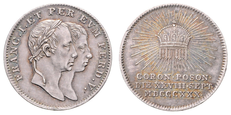 FERDINAND V / I (1835 - 1848)&nbsp;
Silver Jeton Coronation of Ferdinand I / V ...