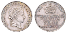 FERDINAND V / I (1835 - 1848)&nbsp;
Silver Jeton Ferdinand I / V Homage in Vienna 14. 6. 1835 (large), 1835, Wien, 5,47g, 20 mm, Ag 900/1000, J. D. B...