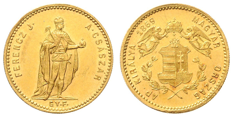 FRANZ JOSEPH I (1848 - 1916)&nbsp;
1 Ducat, 1869, GYF, 3,48g, Früh 1708&nbsp;
...