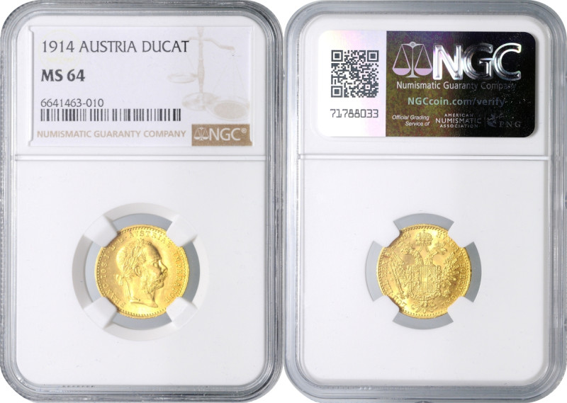FRANZ JOSEPH I (1848 - 1916)&nbsp;
1 Ducat, 1914, Früh 1273&nbsp;

UNC | UNC ...