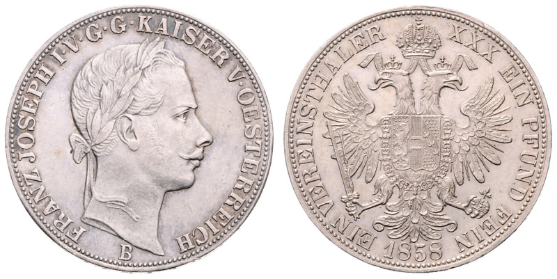 FRANZ JOSEPH I (1848 - 1916)&nbsp;
1 Thaler, 1858, B, 18,52g, Früh 1397&nbsp;
...