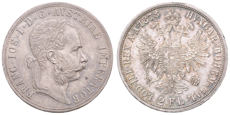 FRANZ JOSEPH I (1848 - 1916)&nbsp;
2 Gulden, 1878, 24,62g, Früh 1377&nbsp;

a...