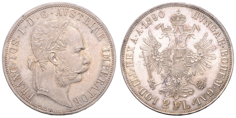 FRANZ JOSEPH I (1848 - 1916)&nbsp;
2 Gulden, 1890, 24,66g, Früh 1389&nbsp;

a...