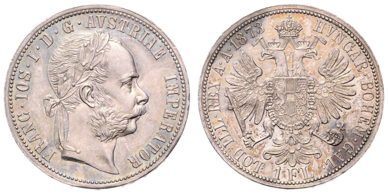 FRANZ JOSEPH I (1848 - 1916)&nbsp;
1 Gulden, 1873, 12,35g, Früh 1493&nbsp;

U...