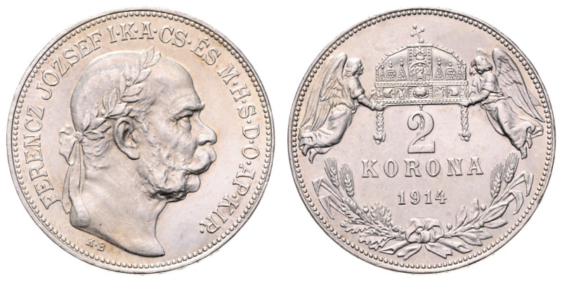 FRANZ JOSEPH I (1848 - 1916)&nbsp;
2 Korona, 1914, KB, 10g, Früh 2113&nbsp;

...