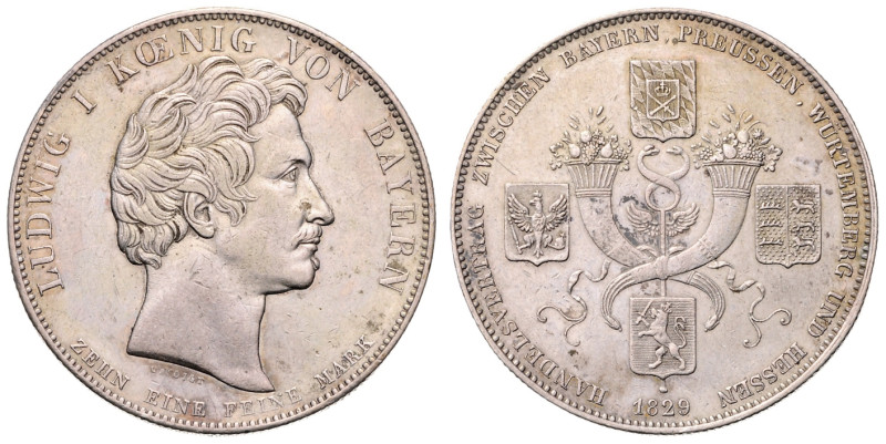 LUDWIG I of BAVARIA (1825 - 1848)&nbsp;
1 Thaler, 1829, 28g, Thun 57&nbsp;

V...