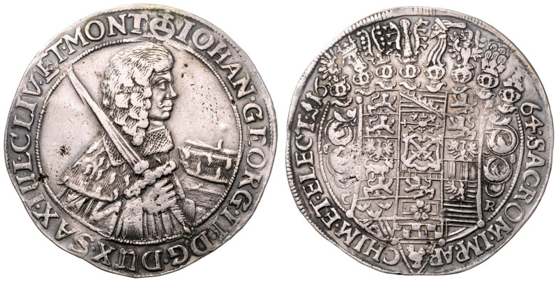 JOHANN GEORG II (1656 - 1680)&nbsp;
1 Thaler, 1664, 28,98g, Dav 7617&nbsp;

V...