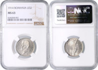 CAROL I (1866 - 1914)&nbsp;
1 Leu, 1914, KM 42&nbsp;

UNC | UNC , NGC MS 63