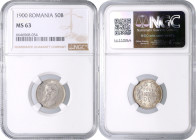 CAROL I (1866 - 1914)&nbsp;
50 Bani, 1900, KM 23&nbsp;

UNC | UNC , NGC MS 63