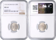 CAROL I (1866 - 1914)&nbsp;
50 Bani, 1910, KM 41&nbsp;

UNC | UNC , NGC MS 64