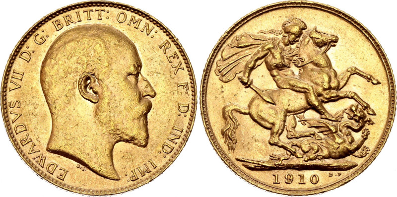 Great Britain 1 Sovereign 1910

KM# 805, Sp# 3969, N# 13226; Gold (.917) 7.98 ...