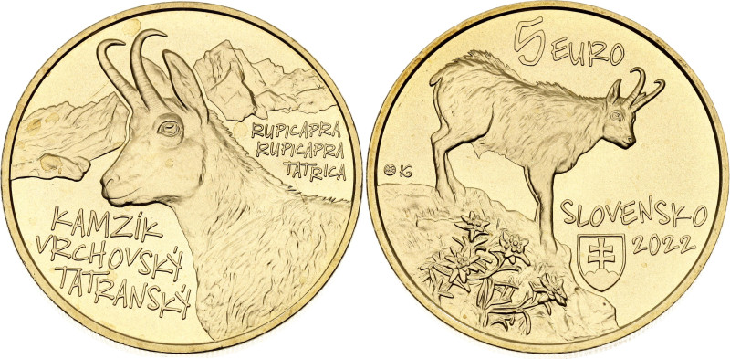 Slovakia 5 Euro 2022

KM# 187, N# 329427; Brass; Fauna and Flora in Slovakia -...