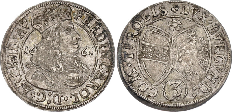 Austrian States Tyrol 3 Kreuzer 1661

KM# 852, N# 46985; Silver; Ferdinand Kar...