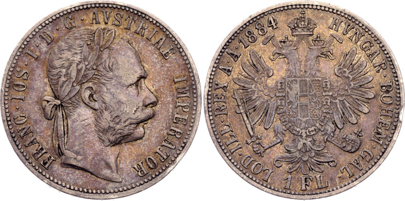 Austria 1 Florin 1884

KM# 2222, N# 4726; Silver 12.34 g.; Franz Joseph I; Vie...