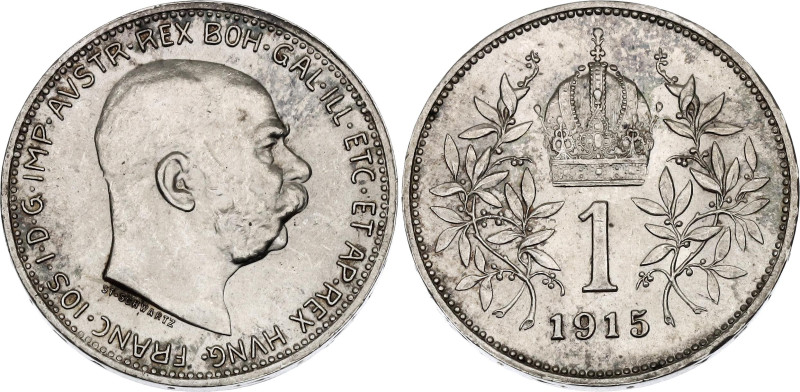 Austria 1 Corona 1915

KM# 2820, N# 7003; Silver 5.00 g.; Franz Joseph I; UNC ...