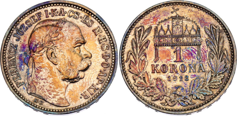 Hungary 1 Korona 1912 KB

KM# 492, ÉH# 1495, N# 12865; Silver 5 g.; Franz Jose...