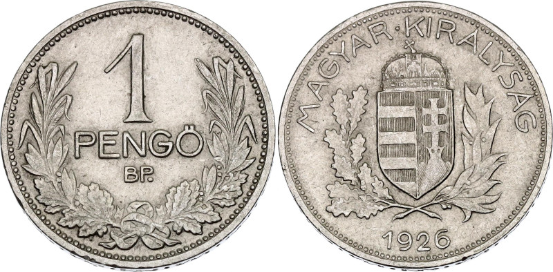 Hungary 1 Pengo 1926 BP

KM# 510, ÉH# 1517, H# 2246, N# 7920; Silver 5.00 g.; ...