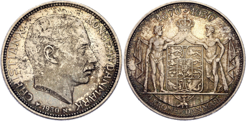 Denmark 2 Kroner 1930 N AH/HS

KM# 829, N# 14544; Silver 15 g.; Christian X; K...