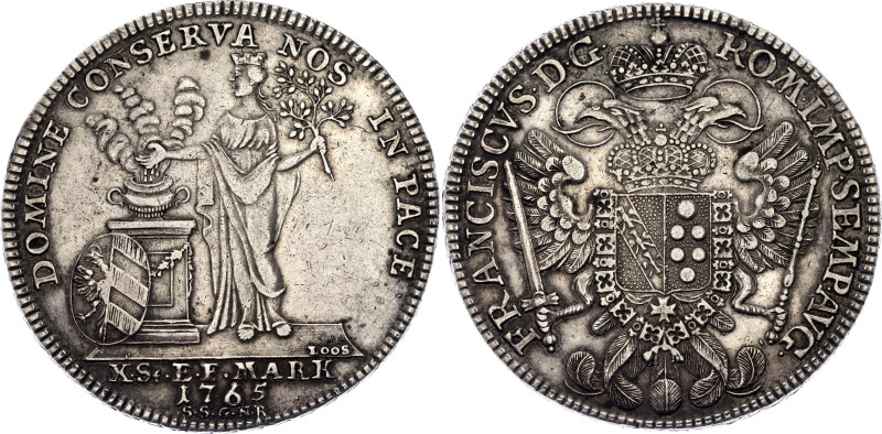 German States Nurnberg 1 Taler 1765 SS-GNR

KM# 347, N# 47177; Silver 27.92 g....