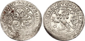 German States Saxe-Meissen 1 Groschen 1405 - 1406 (ND)

Krug Mei# 562, Saur# 2326, N# 108464; Silver 2.64 g.; Balthasar (1349-1406); Sangerhausen Mi...