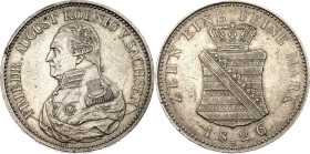 German States Saxony-Albertine 1 Taler 1826 S

KM# 1096, AKS# 30, N# 47126; Silver 27.90 g.; Friedrich August I; Dresden Mint; XF