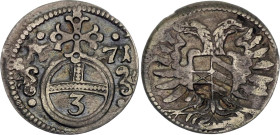 German States Silesia 3 Pfennig 1671

KM# 438, N# 47291; Silver 0.60 g.; Leopold I; XF