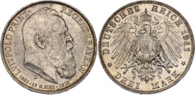 Germany - Empire Bavaria 3 Mark 1911 D

KM# 998, J# 49, N# 15935; Silver 16.66 g.; Otto; 90th Birthday of Prince Regent Luitpold; Munich Mint; UNC w...