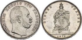 Germany - Empire Prussia 1 Thaler 1871 A

KM# 500, AKS# 118, N# 15907; Silver 18.52 g.; Wilhelm I; "Siegestaler"; Victory over France; Berlin Mint; ...