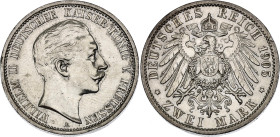 Germany - Empire Prussia 2 Mark 1905 A

KM# 522, J# 102, AKS# 134, N# 7935; Silver 11.11 g.; Wilhelm II; Berlin Mint; AUNC/UNC with hairlines