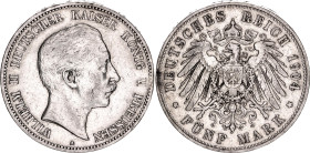 Germany - Empire Prussia 5 Mark 1904 A

KM# 523, AKS# 129, J# 104, N# 11814; Silver 27.77 g.; Wilhelm II; Berlin Mint; XF-