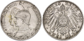 Germany - Empire Prussia 2 Mark 1901 A

KM# 525, N# 11321; Silver 11.11 g.; Wilhelm II; 200th Anniversary of the Kingdom of Prussia; UNC with mint l...