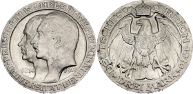 Germany - Empire Prussia 3 Mark 1910 A

KM# 530, J# 107, N# 34245; Silver 16.66 g.; Wilhelm II; 100th Anniversary of the University of Berlin; UNC- ...