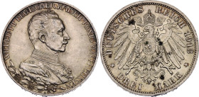 Germany - Empire Prussia 3 Mark 1913 A

KM# 535, J# 112, N# 19478; Silver 16.66 g.; Wilhelm II; 25th Anniversary of the Reign of King Wilhelm II; UN...